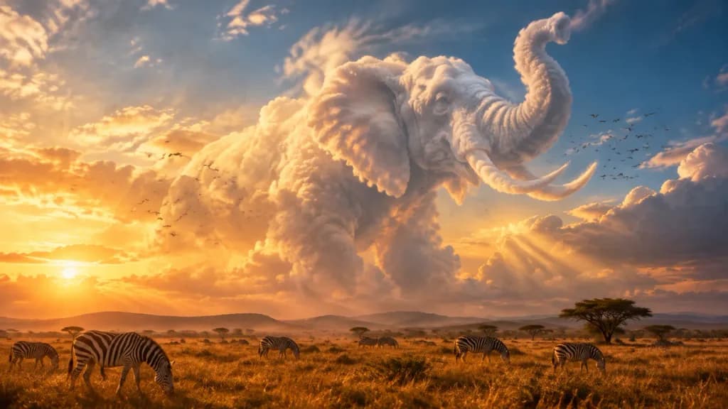 Majestic Animal Cloud Over Savanna