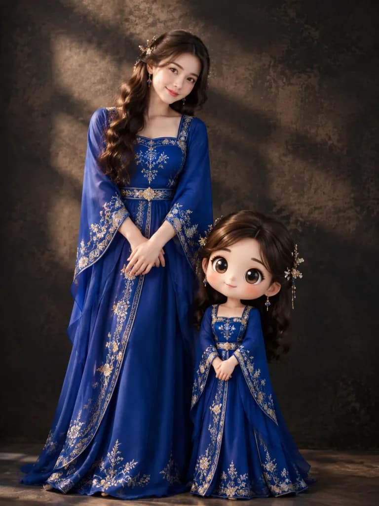 Woman Posing with 3D Cartoon Miniature