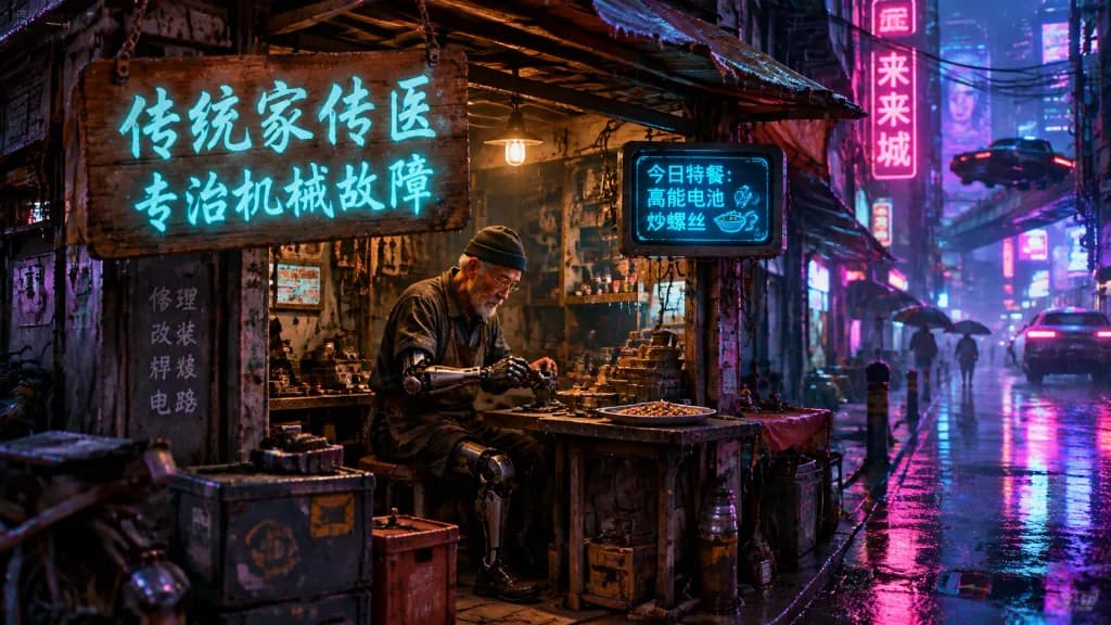 賽博龐克風中式路邊攤