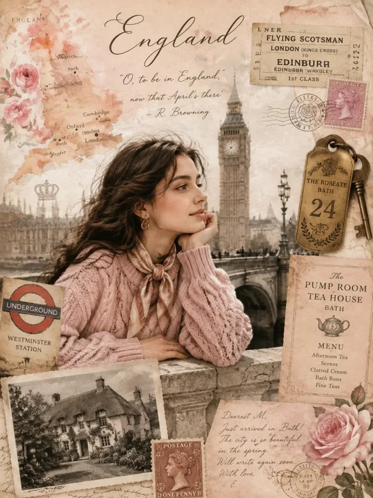 Vintage Travel Scrapbook Collage