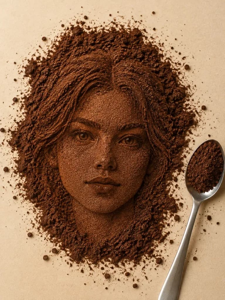 Coffee Powder Face Relief Impression