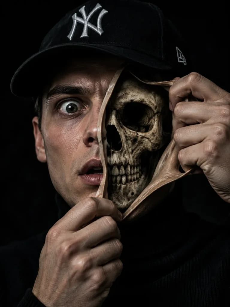 Surreal Skull Reveal Dark Portrait