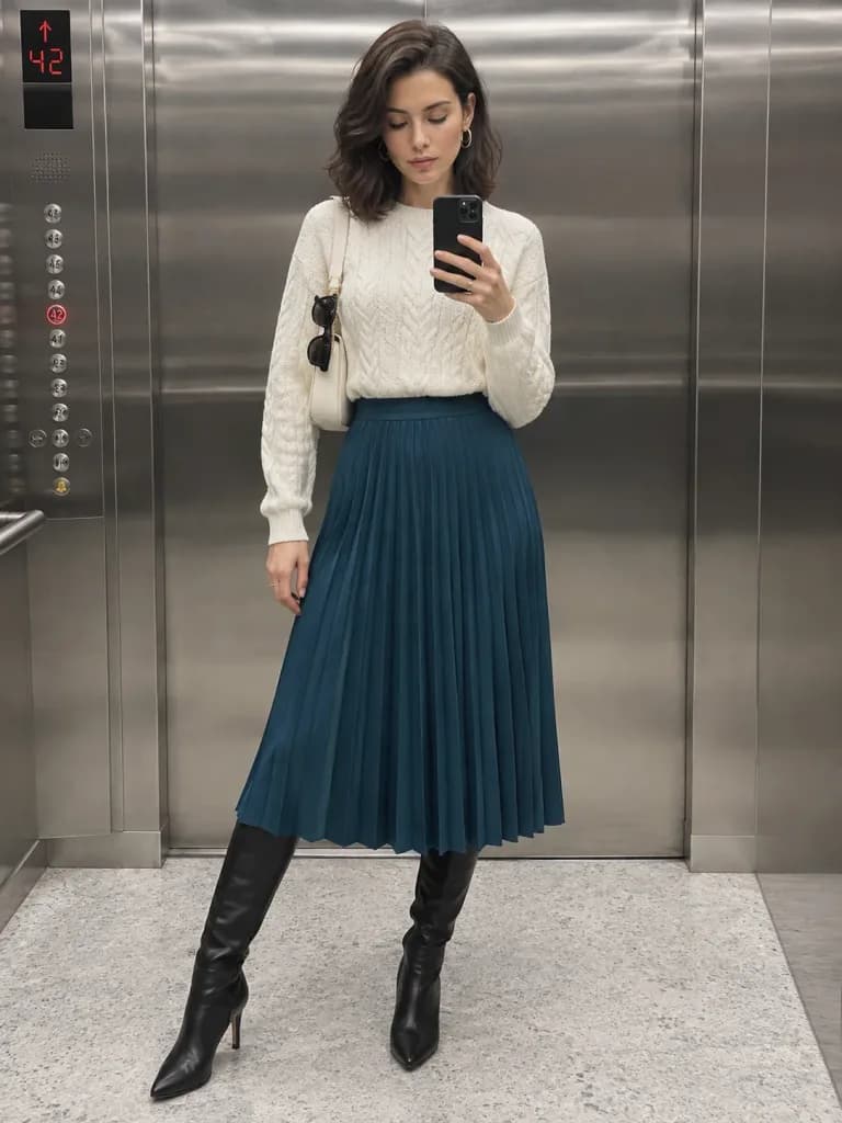 Elevator Mirror Selfie Fashion Portrait