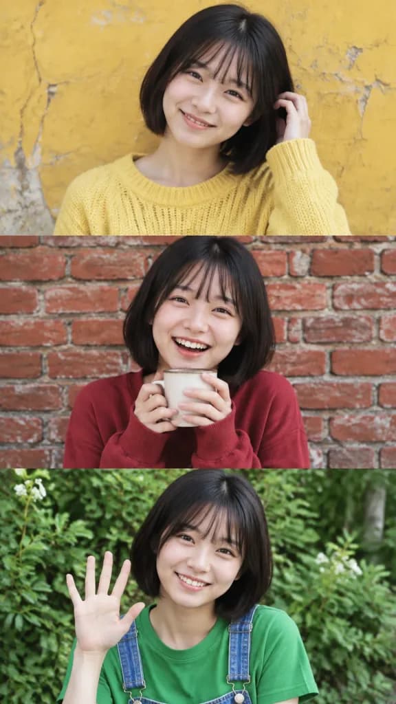 Three-Panel Vertical Split Portrait Triptych