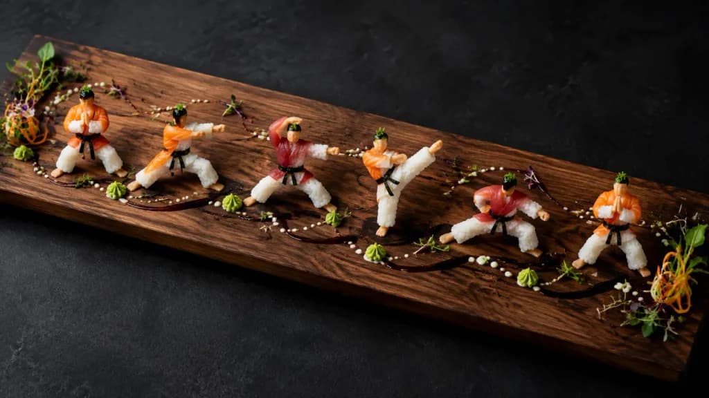 Kata de artes marciales en sushi