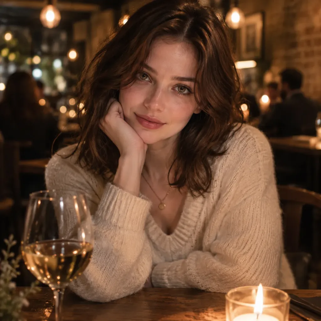 Warm Candlelit Restaurant Portrait