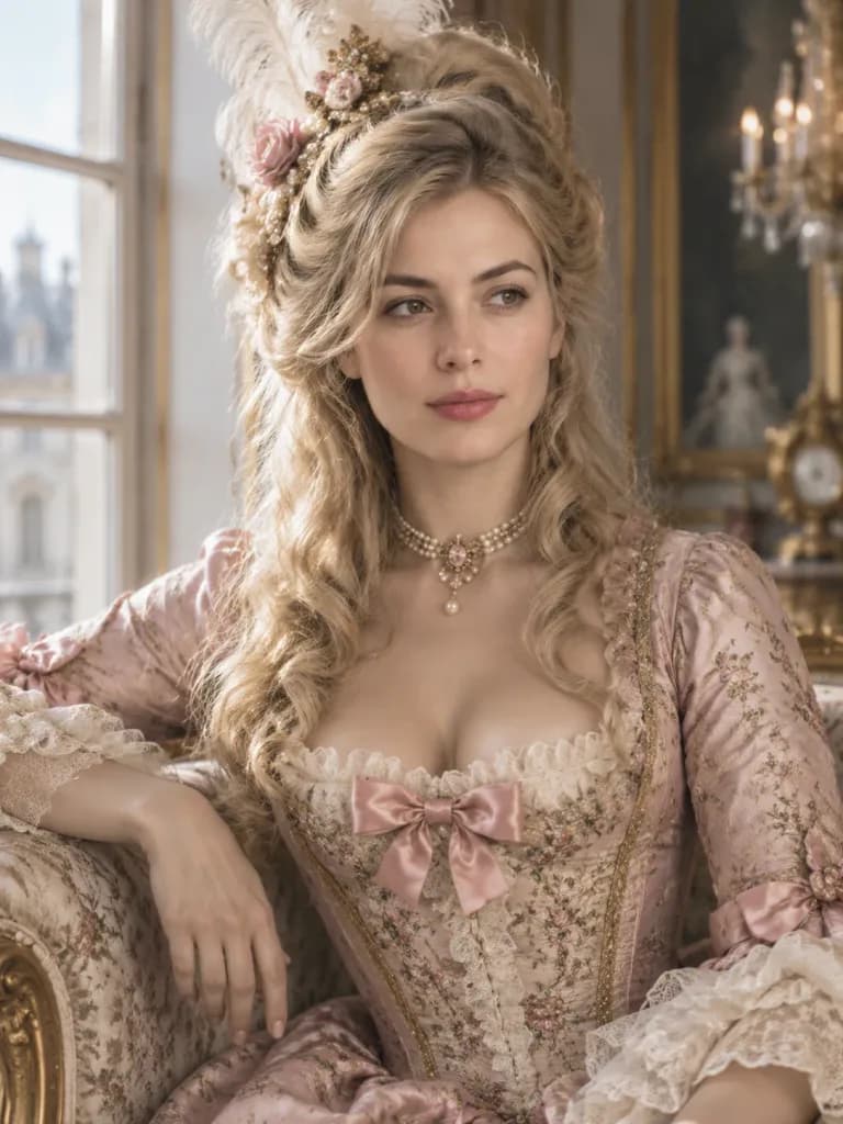 フランス宮廷マリー・アントワネット風ファッション肖像