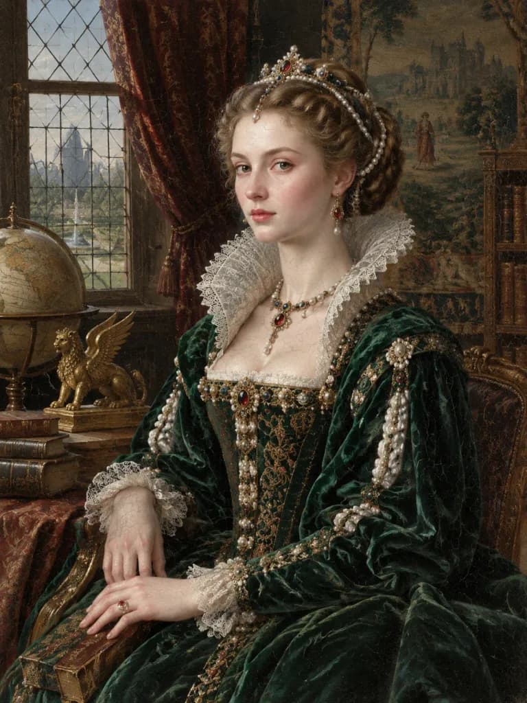 Renaissance Oil Portrait of Noblewoman