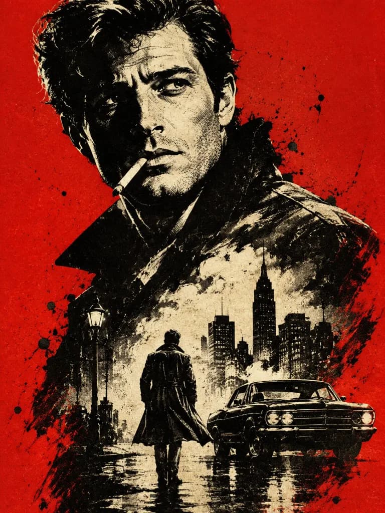 Vintage Noir Pulp Poster Illustration