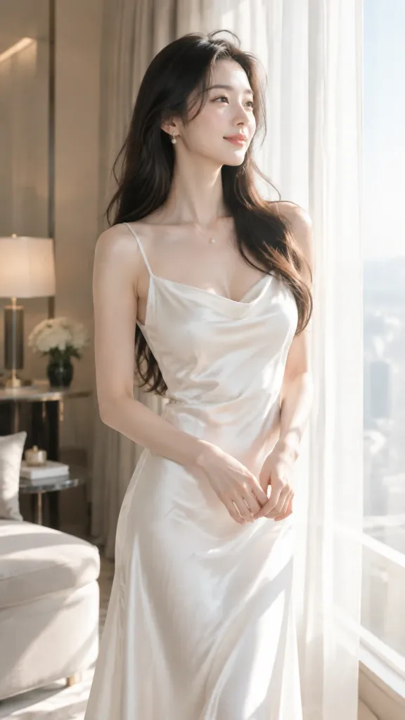 아침 햇살 속 호텔 패션 에디토리얼