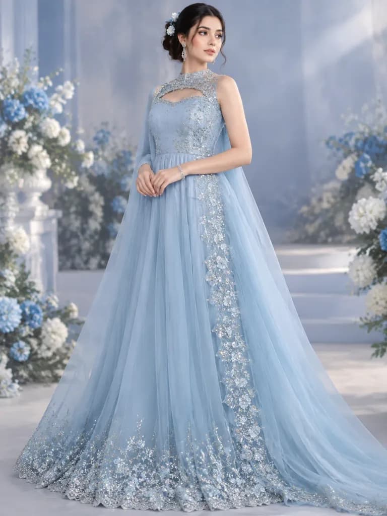 Embroidered Pakistani Maxi Gown Fashion