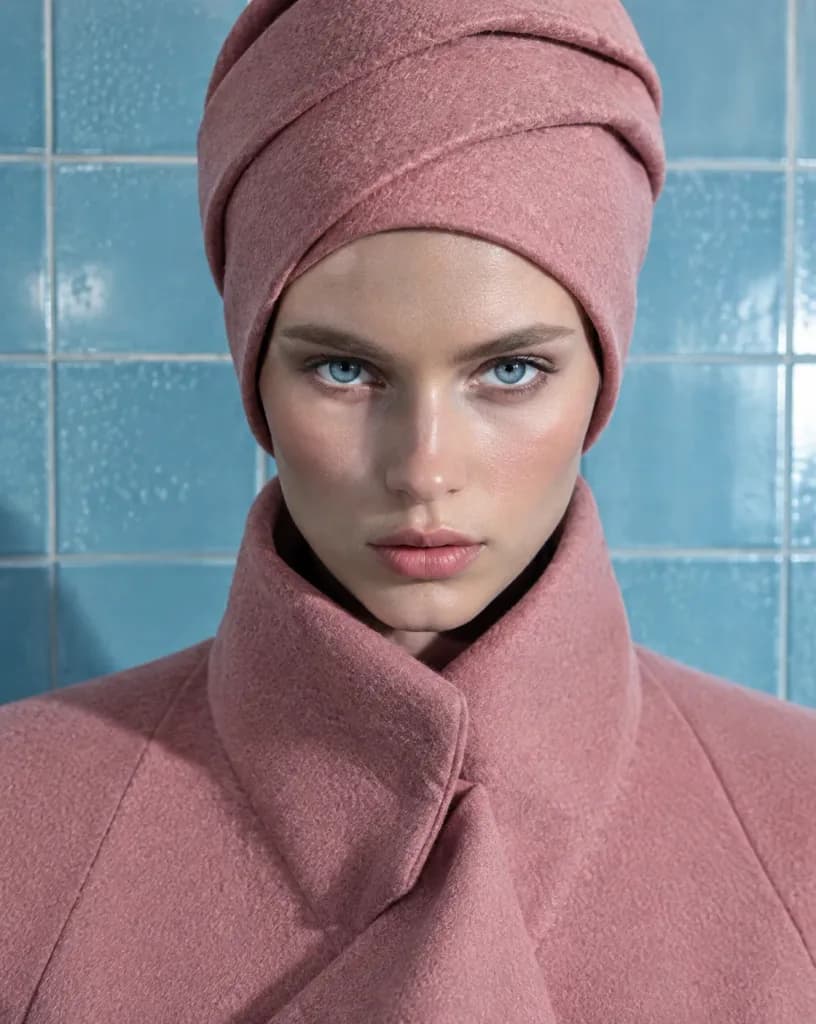 Editorial Portrait in Dusty Rose and Cyan