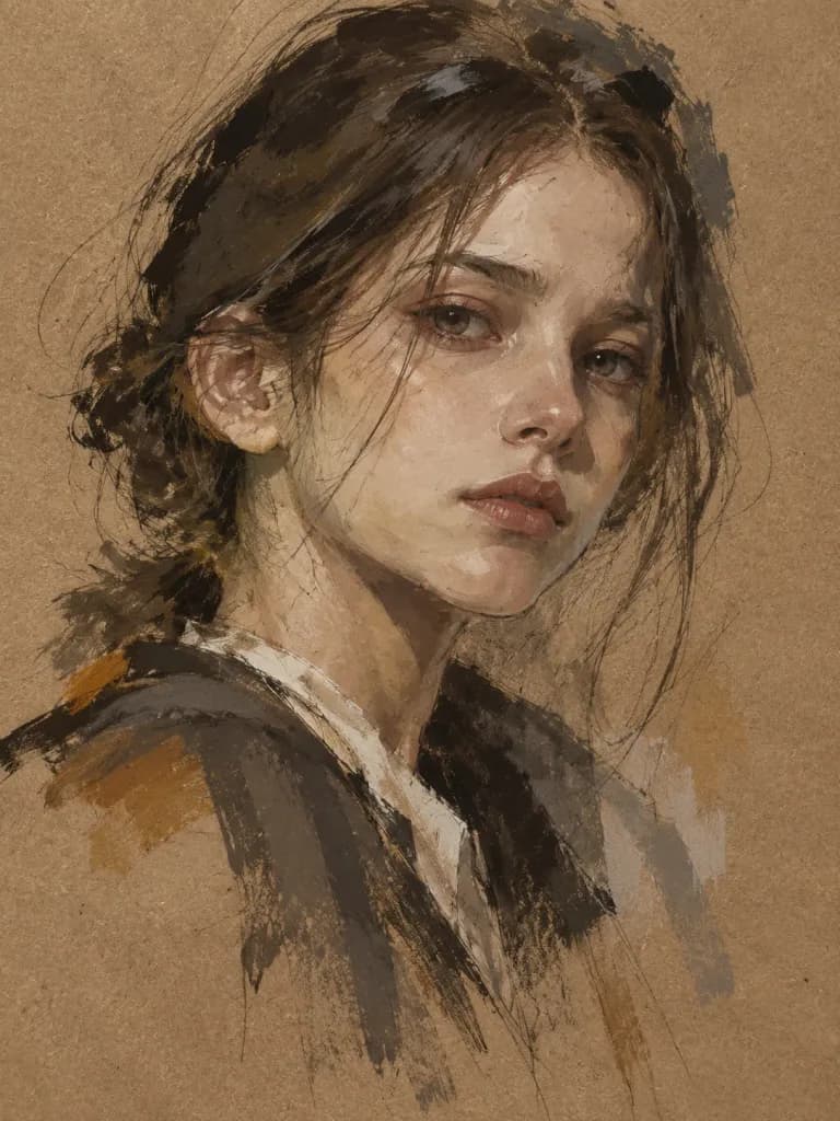 Mixed Media Cardboard Portrait Illustration