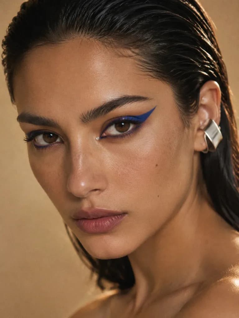 Editorial Beauty Portrait With Cobalt Liner