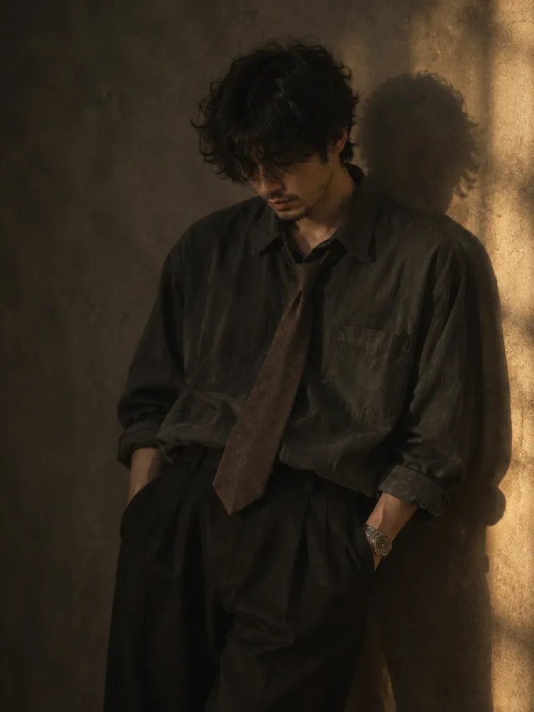 Melancholic Cinematic Young Man Portrait