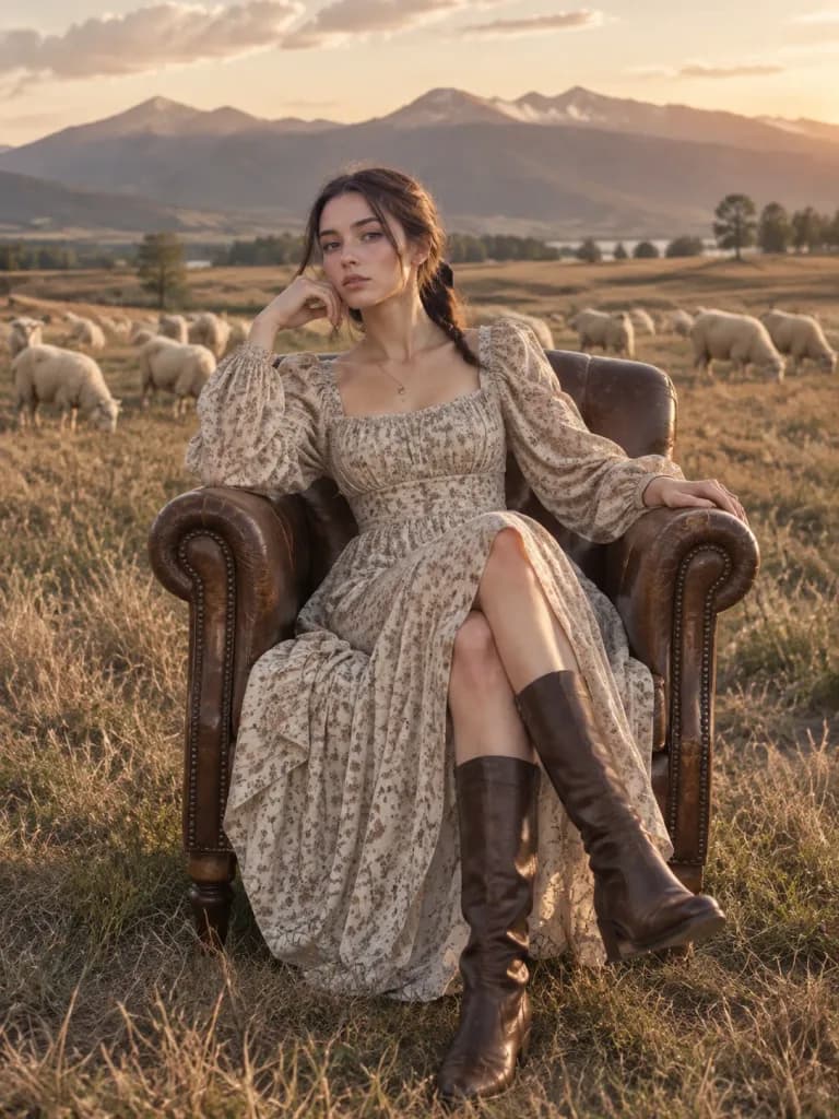 Pastoral Editorial Portrait with Armchair