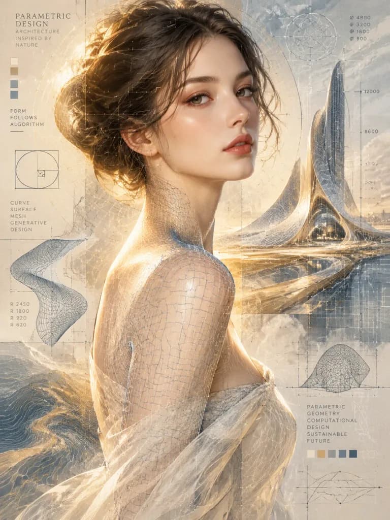 Neo-Parametric Architectural Portrait Illustration