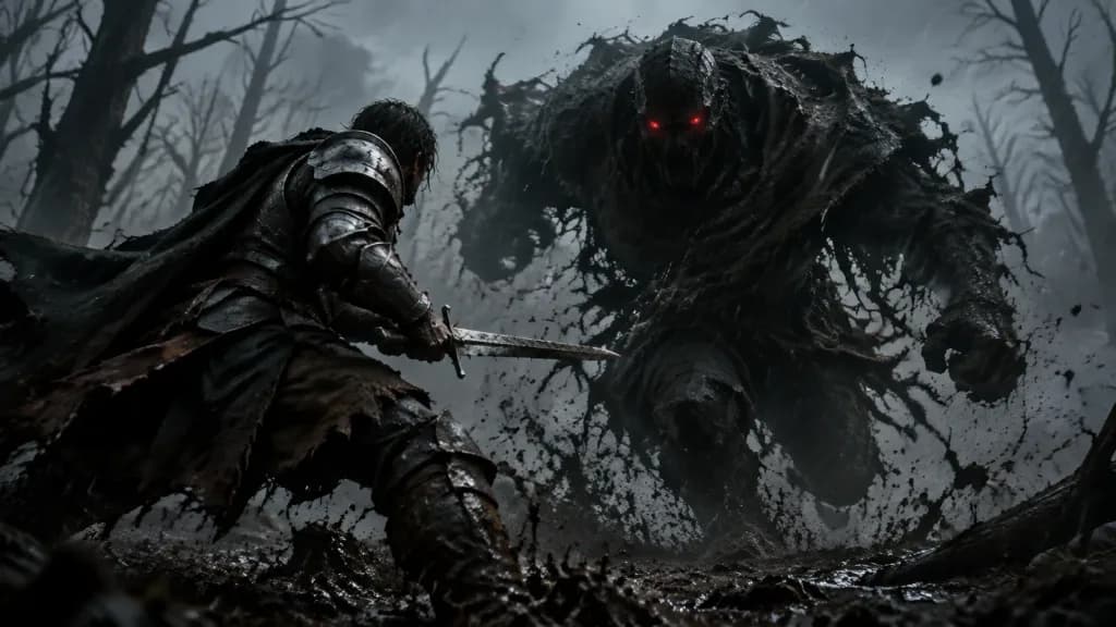 Knight Bracing for Shadow Monster Charge