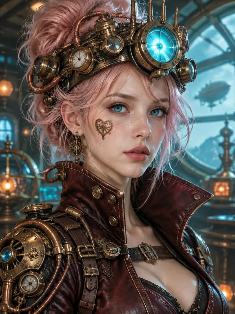 Steampunk Portrait with Mechanical Headpiece