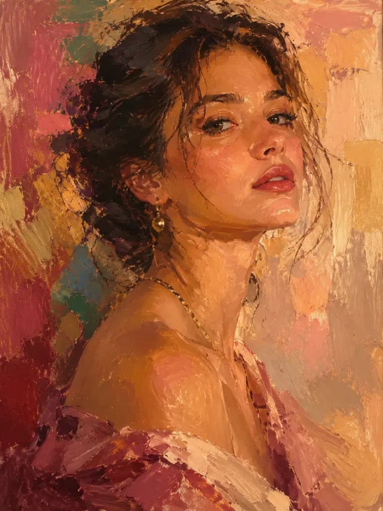 Expressive Semi-Abstract Oil Portrait