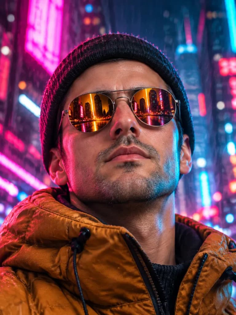 Cyberpunk-Porträt mit Identitätserhaltung