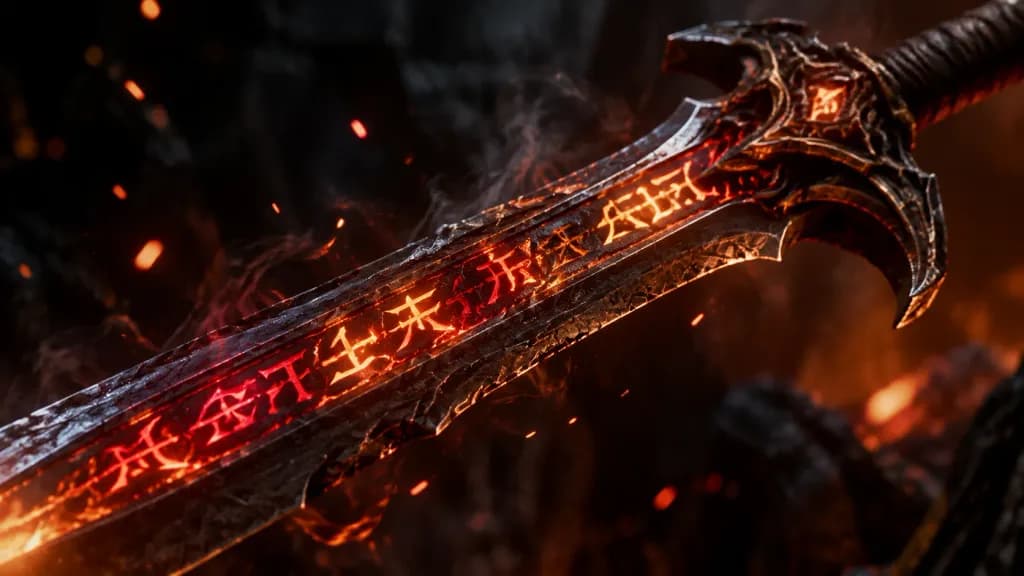 Ancient Runed Sword Close-up
