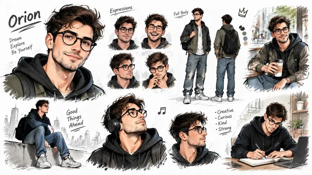 Modern Man Character Design Sheet