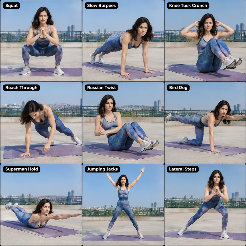 Cinematic 3x3 Workout Contact Sheet