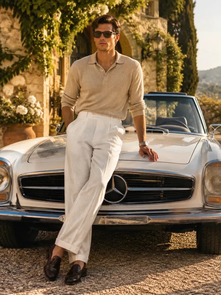 Mediterranean Classic Car Fashion Portrait