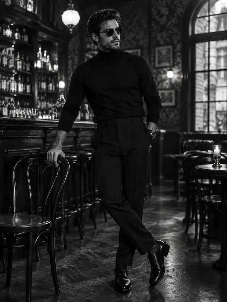 Monochrome Gentleman in Vintage Bar