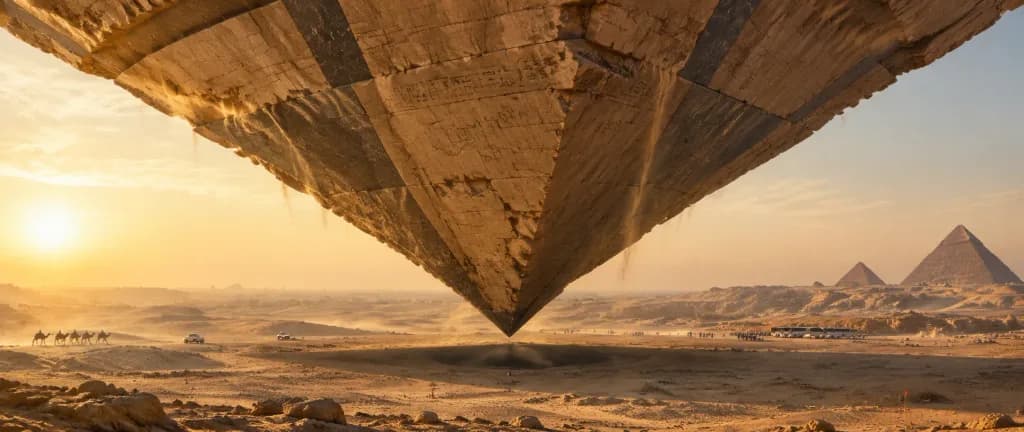 هرم مقلوب ضخم في الصحراء