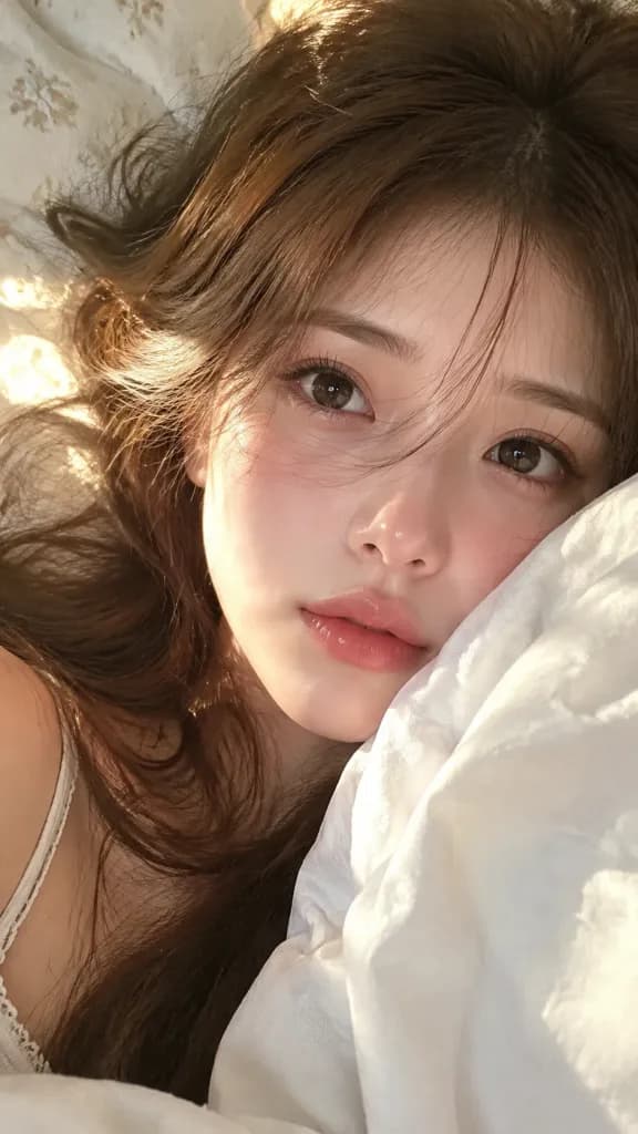 Morgendliches Bett-Selfie