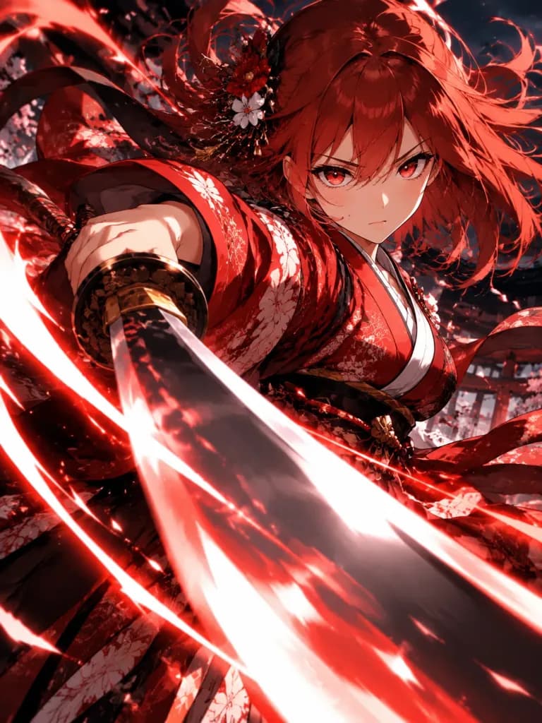 Dynamic Anime Katana Slash Illustration