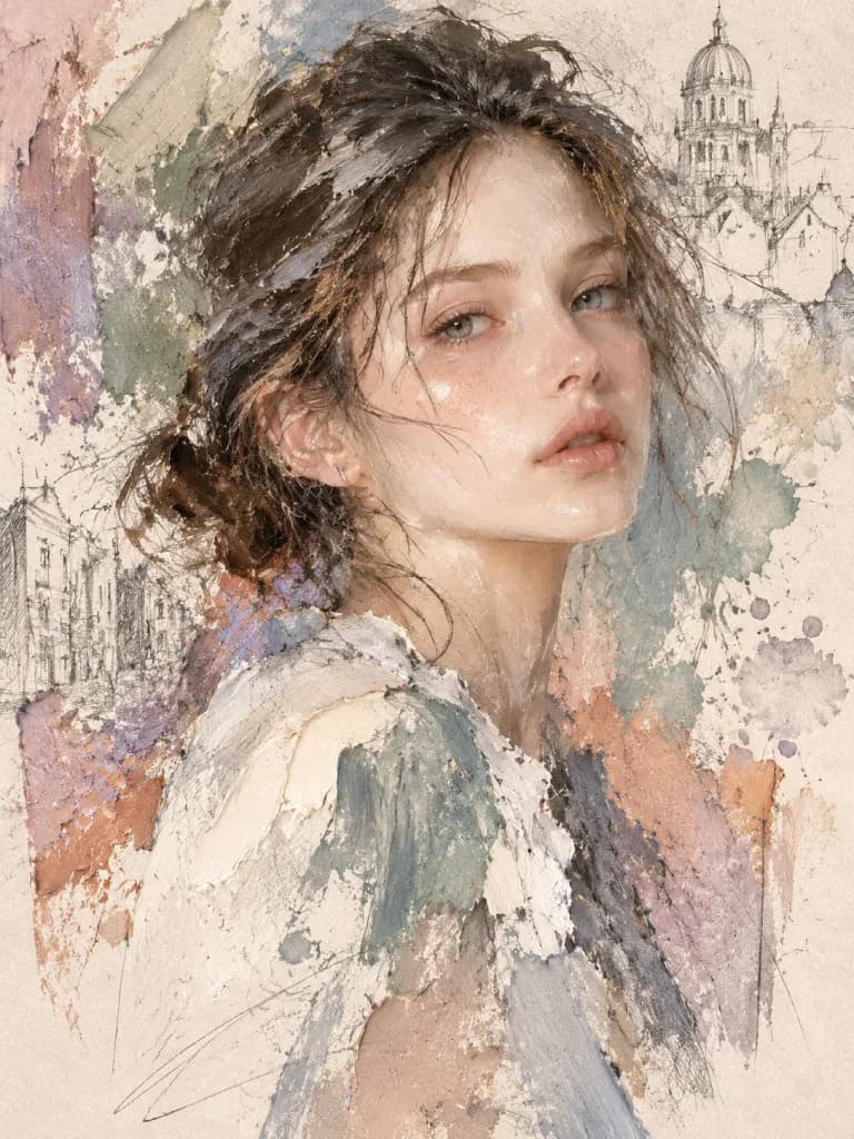 Impasto Oil and Sketch Mixed-Media Portrait