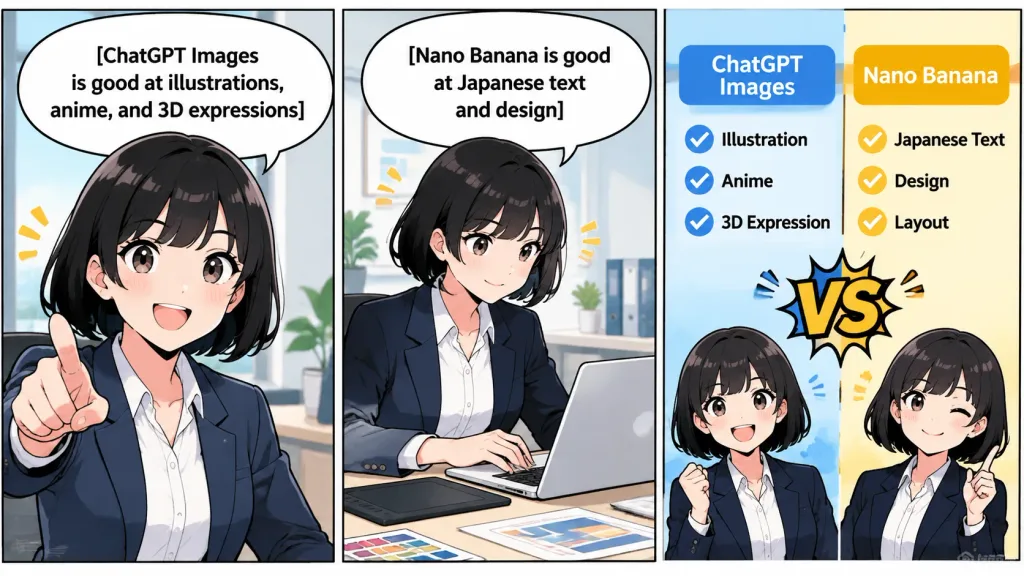 3コマアニメ比較マンガ