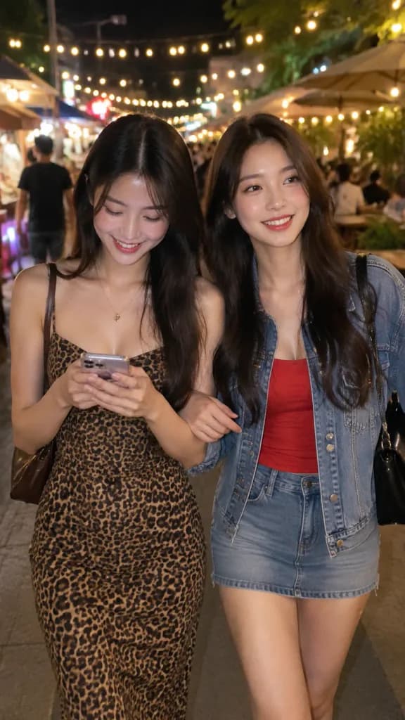 夜市を歩く友人のスナップ写真