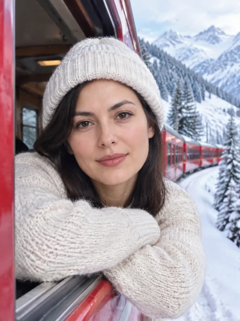 Alpine Train Window Travel Portrait