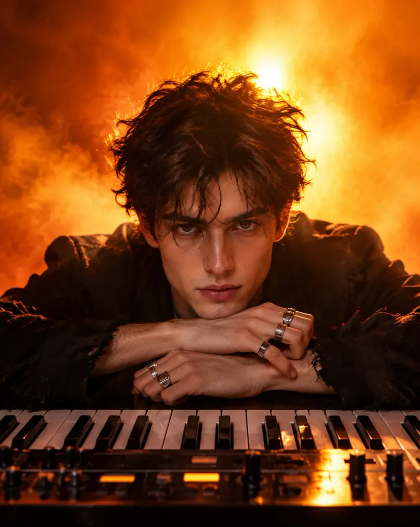 Cinematic Musician Backlit Keyboard Portrait