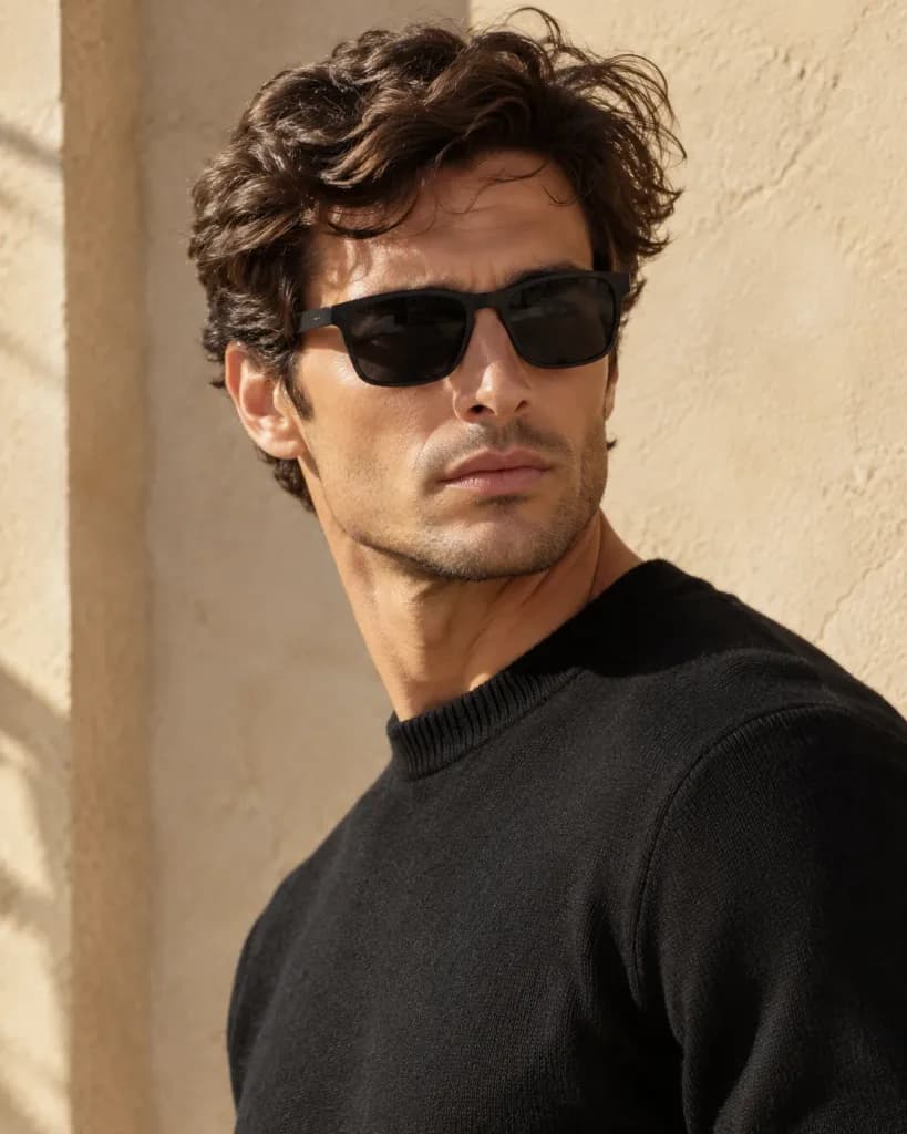 Ritratto Moda Uomo Luxury Mediterraneo con Occhiali da Sole