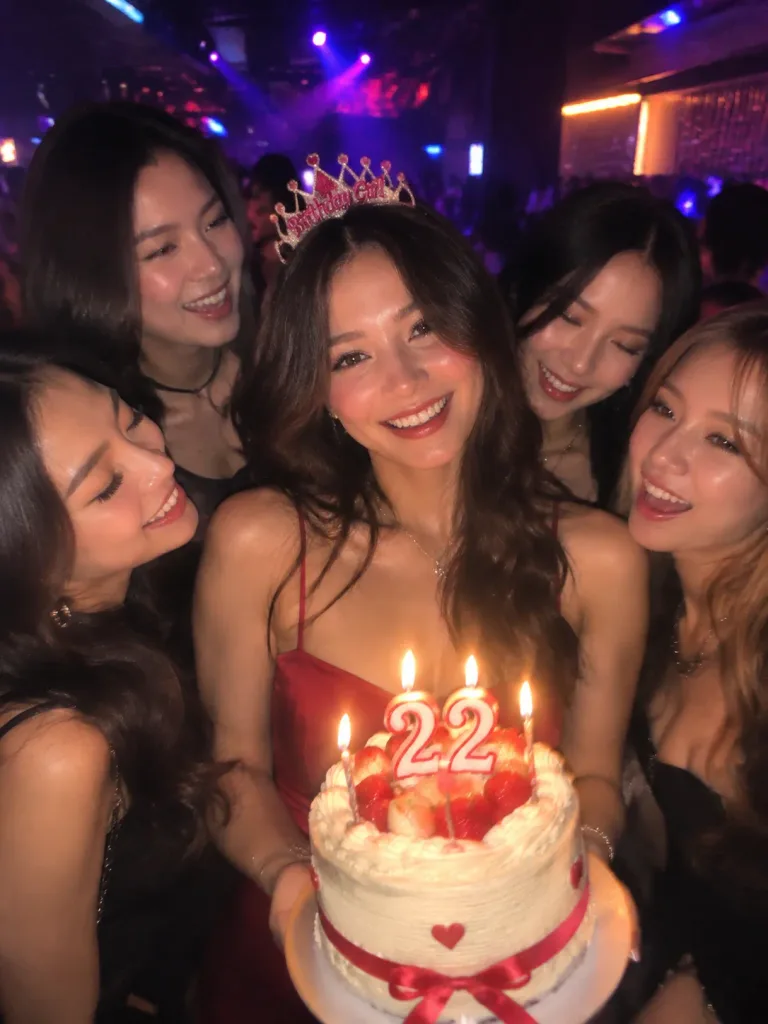 나이트클럽 22세 생일 파티 스냅 사진