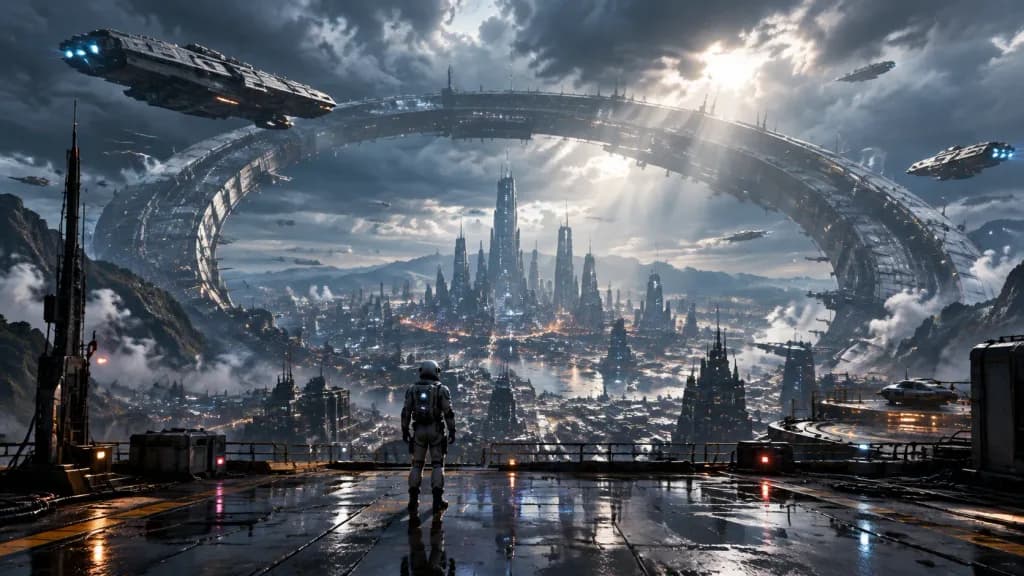 Futuristic Ring Megacity on Alien World
