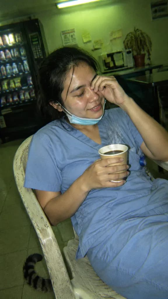 Exhausted Nurse 2004 Digital Flash Snapshot