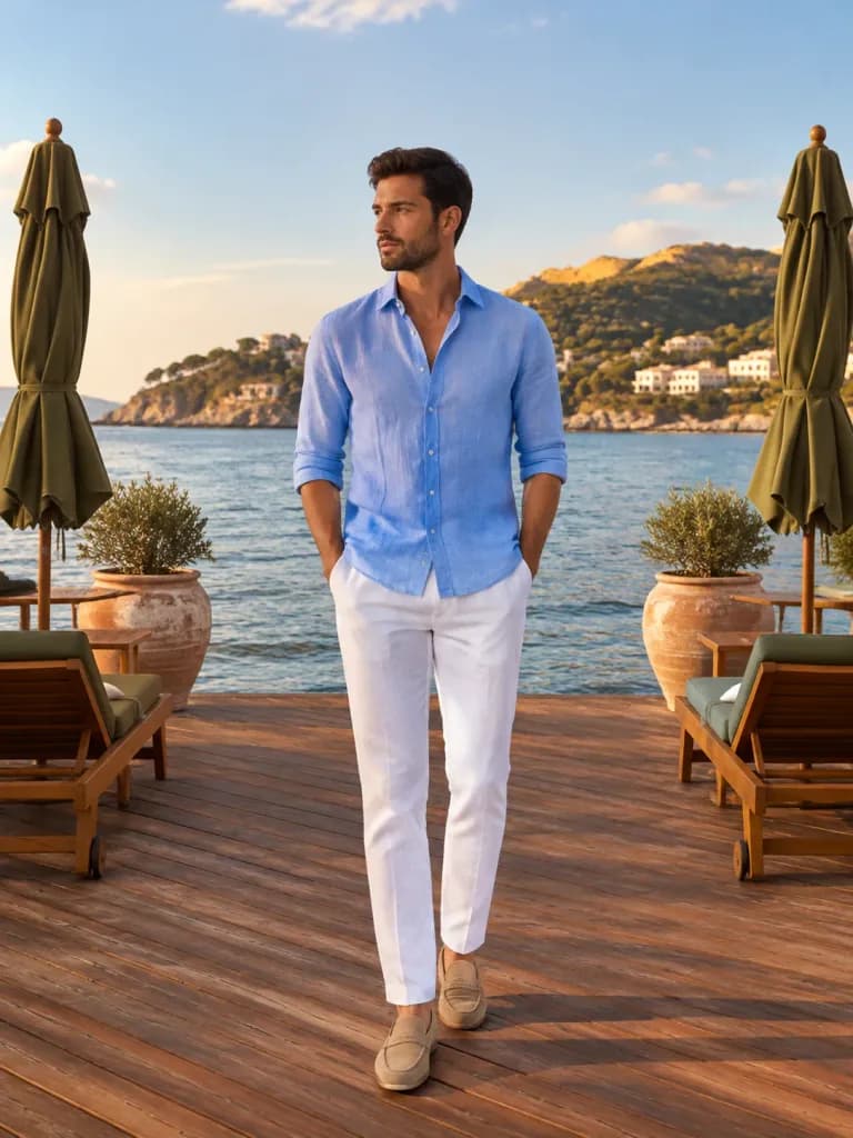 Retrato de estilo de vida em resort na hora dourada