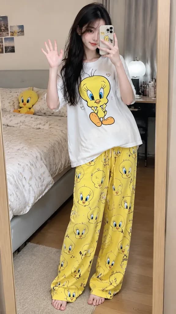 Selfie au Miroir en Tenue d'Intérieur