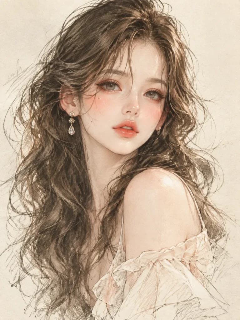 エディトリアルアニメファッション鉛筆画