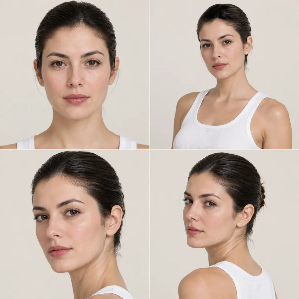 Four-Panel Fashion Editorial Portrait Grid