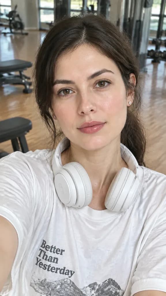 Lässiges Fitnessstudio Selfie Porträt