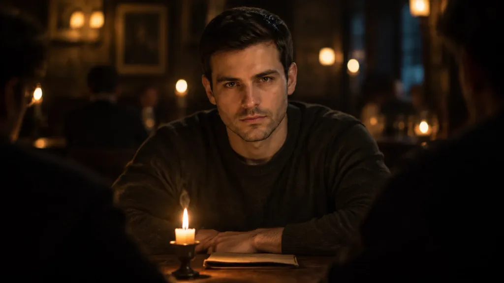 Cinematic Candlelit Noir Secret Meeting