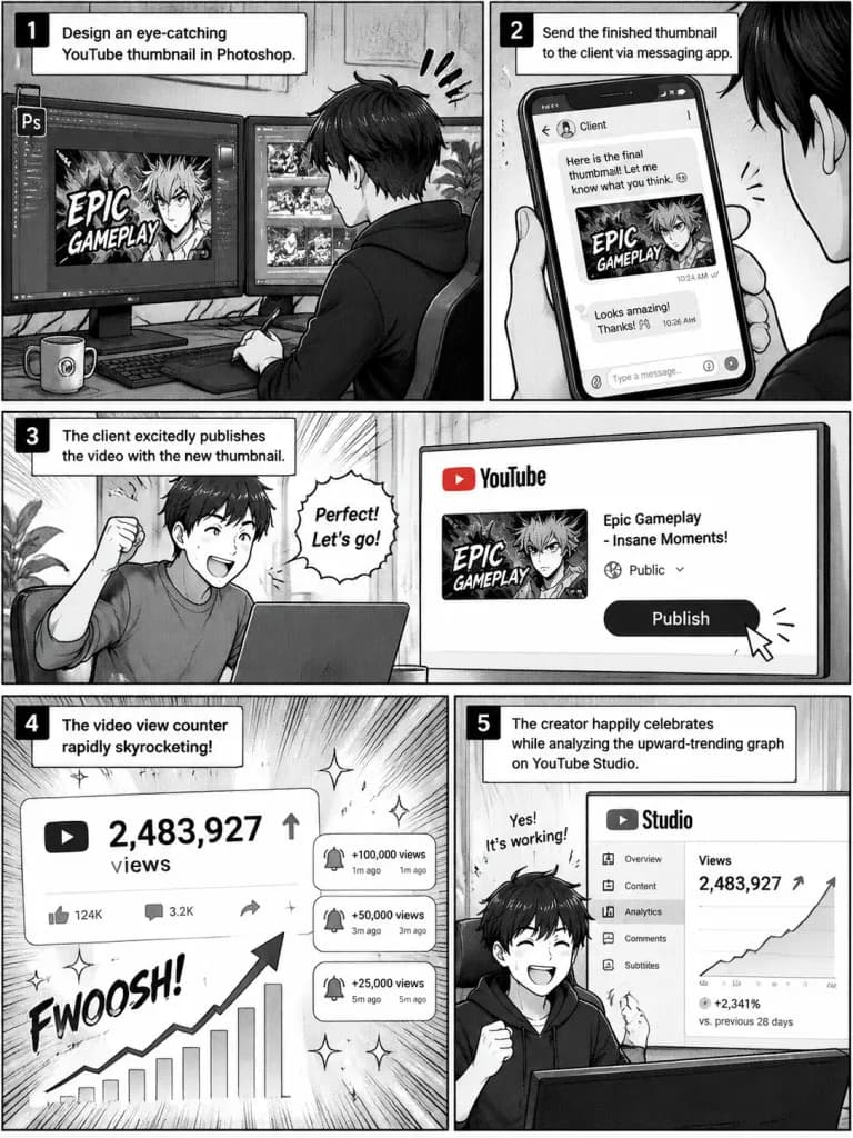 Manga-Workflow eines YouTube-Thumbnail-Designers