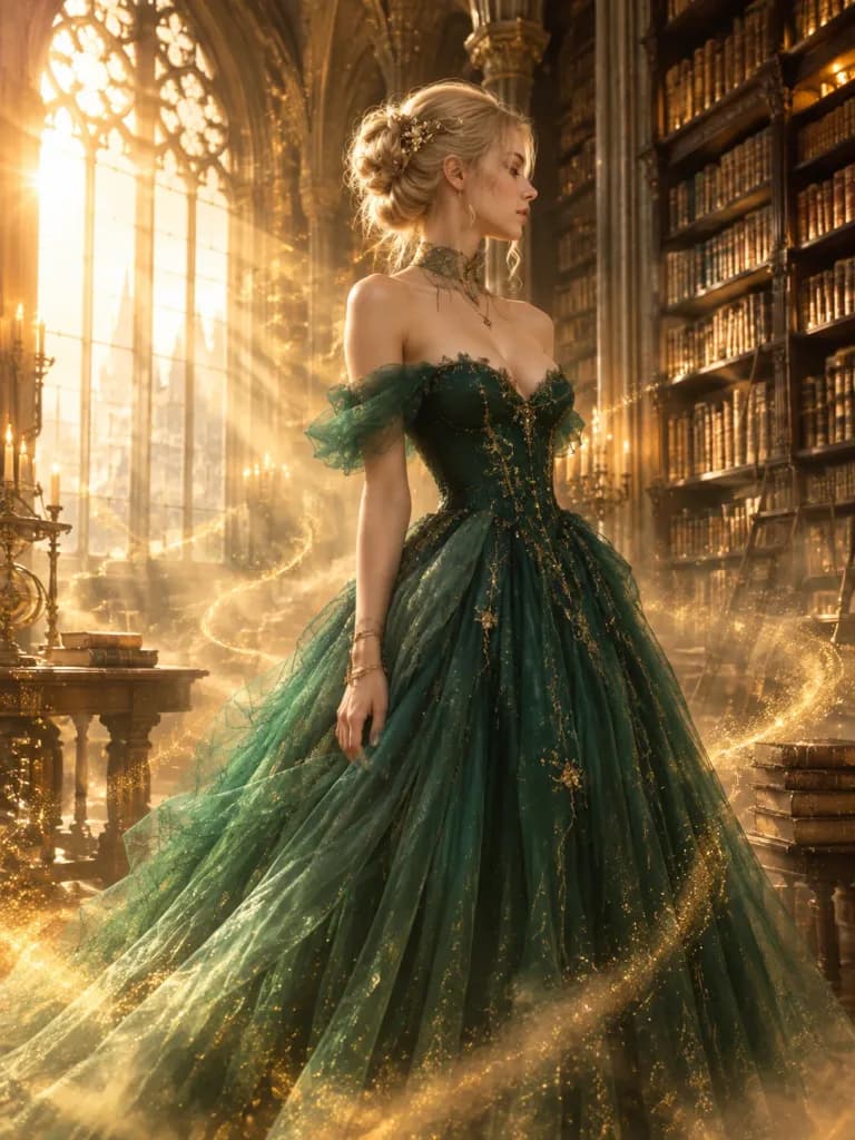 Enchanted Gothic Library Ball Gown